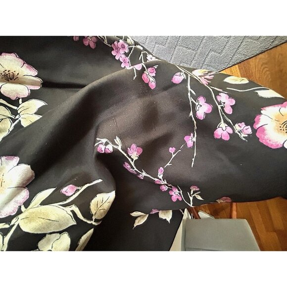 Vintage Spenser Jeremy 100% Silk Midi Pink Black Floral Dress Long Sleeve Sz 20 - Picture 11 of 16